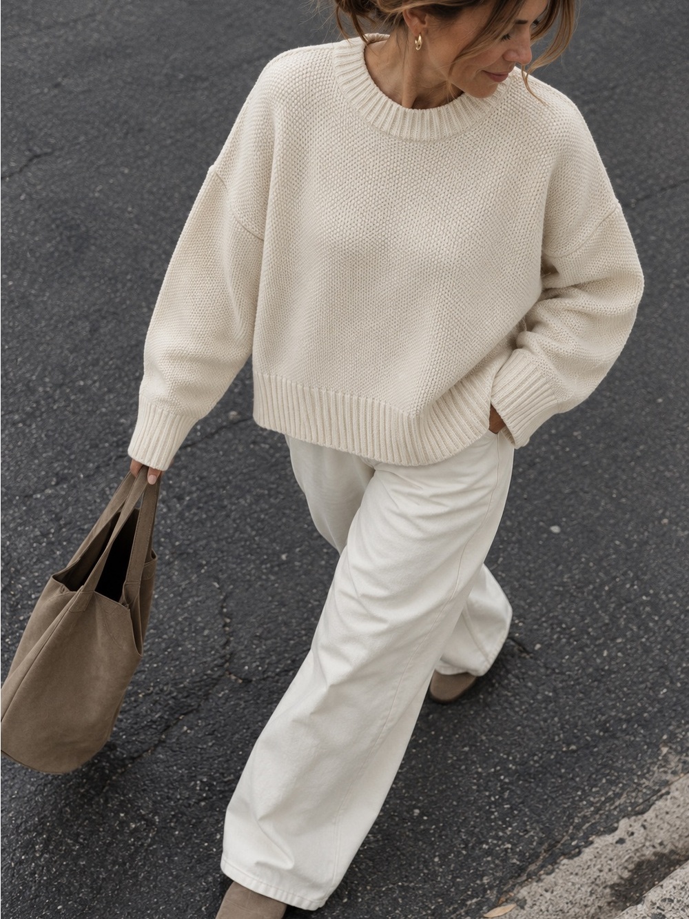 Everlane The Cotton Honeycomb Square Crew — XL